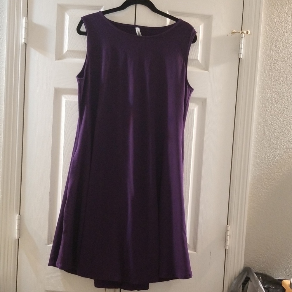 Purple Swing Dress with Pockets, 2X